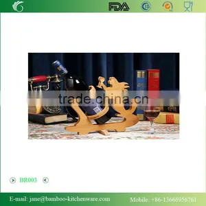 Bamboo Wine Rack Red Wine Holder Single Bottle Holder Mermaid thumbnail-3