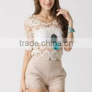 Sexy Women Crochet Sheer Lace Tops Sheer Vest Ladies Knitted Blouses thumbnail-1