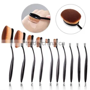 2016 New Hotsell High Quality Oval Tooth Shaped Makeup Brush 10 Pcs/set thumbnail-3