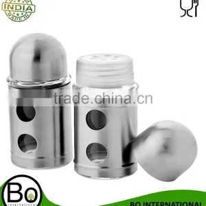 Stainless Steel Glass Salt & Pepper Shaker 4x4x7cm thumbnail-1