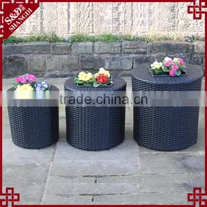 Greening Decoration Round Resin Rattan Planter Box Outdoor Flower Pots Garden thumbnail-1