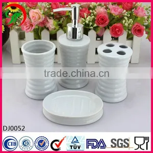 4 PCS Stripe Hotel Ceramic Bath Accessories With Plating Sprinkler thumbnail-1