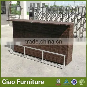 Patio Wicker Bar Table With Aluminum Base thumbnail-1