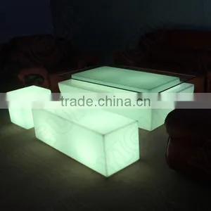 LED Furniture Hot Sale Remote Control Illuminated Portable High Tables and Bar Stools for Garden thumbnail-6