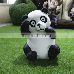 Home Garden Seats Christmas Decorative 30cm Height Small Artificial White and Black Fiberglass Chinese Flat Panda E10 28X01 thumbnail-4