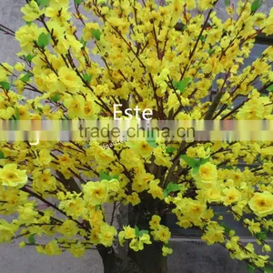 Atificial Golden Peach Blossom Flower Tree for Home Decoration Fiberglass Trunk thumbnail-3