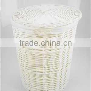 Willow Weave White Wicker Laundry Basket thumbnail-2