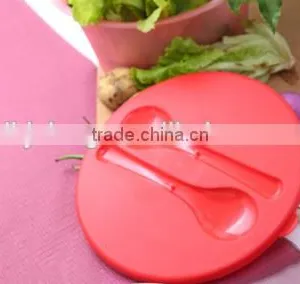 BFA Free Big Salad Bowl Set With Lid/plastic Big Salad Bowl Set With Fork thumbnail-4