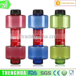 Sports Drinking Plastic Clear Dumbbell Water Bottle With Private Label thumbnail-2