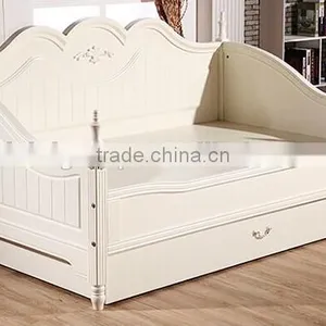 Handmade Pure White Classic European Style Floral Lounging Daybed With Big Drawers for Kids Bedroom BF11-09133a thumbnail-2