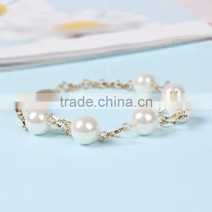 Gold Star Pearl Linked Bracelet Gold Chain Bracelet thumbnail-2