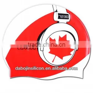Canada National Flag Full Color Printing Patriotic Silicone Swimming Cap With CE/ROHS Certification thumbnail-1