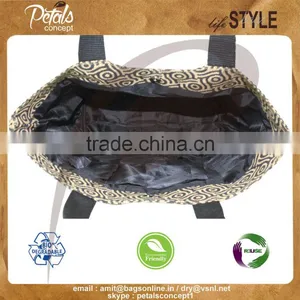 Luxary Handle Jute Tote Bag From India thumbnail-5