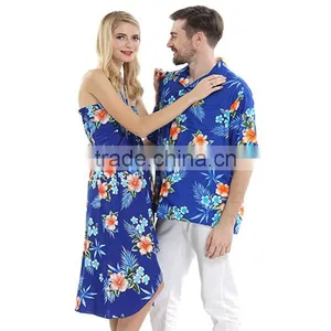 Wholesale Price Fashion Couple Tee Shirt Beach Wear Large Size Summer Cool Luau Cruise Party Custom Printed Hawaiian Shirt thumbnail-1