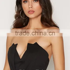 Panelled Padded Cups Strapless Jumpsuit for Women With Three Quarter Sleeve thumbnail-4