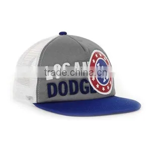 5 Panels Embroidered Patch Flat Brim Trucker Cap / Hat thumbnail-3