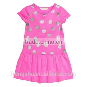 Fashionable Vetement Enfant Girls Short Sleeve Casual Dress Cotton Print Jersey Dress HSD9157 thumbnail-2