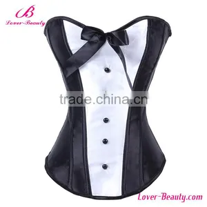 Charming White&Black Lace Up Sexy Body Shaper Corset Steampunk thumbnail-1