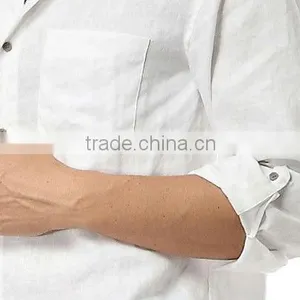 Long Sleeve Casual Linen Shirts White Men Shirt thumbnail-5