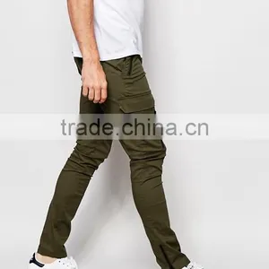 Custom 98% Cotton 2% Elastane Stretch Twill Functional Zip Cargo Pockets Zip Leg Opening Men's Green Casual Pants thumbnail-4