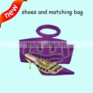 High Quality Women Purple African Matching Shoes and Bags MG0003 thumbnail-1