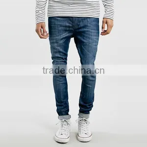 Blue Washed Plain Slim Fit Skinny Jeans Men Factory Manufacturers thumbnail-1
