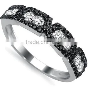 Korean Fashion Fresh Simple Jewelry S925 Sterling Silver Black Rings for Young Girls thumbnail-1