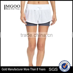 MGOO OEM Service Double Layer Performance Shorts Perforated Dri Fit Sports Short Pants With Drawstring Waist thumbnail-1
