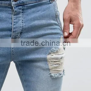 2017China Factory Skinny 95% Cotton 5% Spandex Fashion Distressed Ripped Jeans thumbnail-5