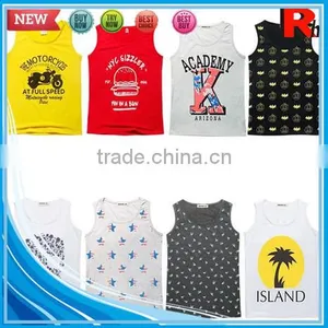 China Cheap Sports Bodybuilding Screen Printed Wholesale Open Side 100 Cotton Men Tank Top thumbnail-2