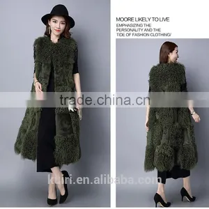 Real Natural Genuine Rabbit Fur With Lamb Fur Vest Women WinterMongolia Sheep FuMongolia Sheep Fur Coat thumbnail-6