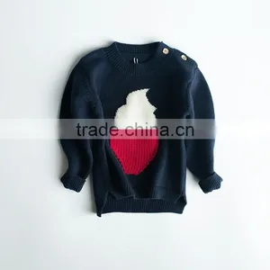 S17700A Wholesale Round Neck Long Sleeve Cotton Knit Kid Sweater thumbnail-2