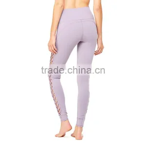 Unique Side Lace-up Details Interlace Legging High Waist Women's Yoga Pants thumbnail-6