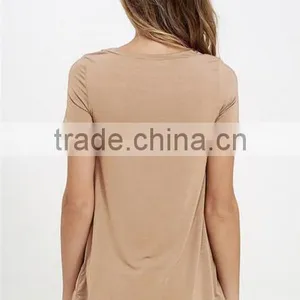 2017 Summer Europe and the United States V Collar Solid Color Tie Female T Shirt Shirt thumbnail-5