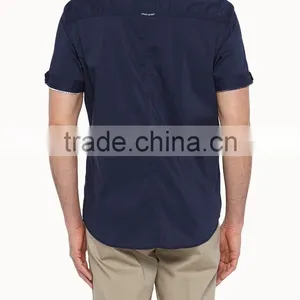 2015 Casual Men Short Shirts 100% Cotton With Two Pocket thumbnail-2