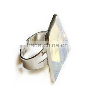 Pyramid Crystal Natural Stone Amethyst Pendant Ring thumbnail-4