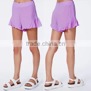 Custom Summer Clothes Women Purple Sport Shorts,Wholesale Latest Design Casual Shorts for Women thumbnail-1