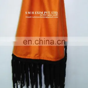 Silk Pashmina With Leather Sued Trim Shwals For 2016 thumbnail-5