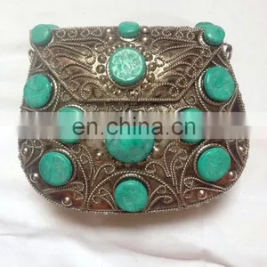 Brass Engraved Gold Clutch Bag With Velvet Interior thumbnail-1