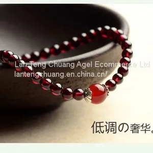 Garnet Back Chain Silver Ornament Pure Silver 925 Ornament Ancient Wind Hand String Natural Crystal Wine Red 5mm thumbnail-4