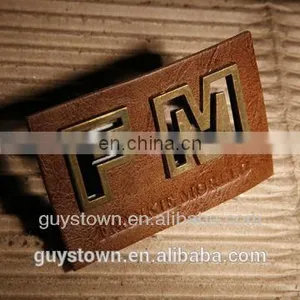 Custom Private Brand Jeans Genuine Leather Patch With Metal Logo thumbnail-4