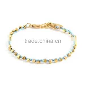 Cotton Rope Woven Alloy Bead Bracelet With Lobster Clasp thumbnail-1