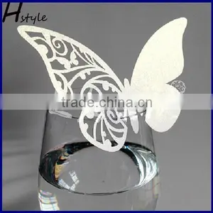 Table Wine Glass Name Place Card Wedding Party Laser Cut Butterfly White SC111 thumbnail-1