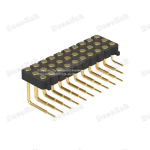 Dnenlink 3.00mm Pitch Triple Row H4.0mm Concave Contact Right Angle Female Header DIP Type PogoPin Header With Peg thumbnail-3