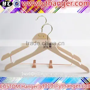 YY0524 Women or Men Flat Wooden Suit Hanger With Trousers Clips thumbnail-4