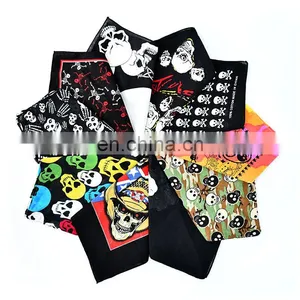 Factory Multi Color Square Cotton Sport Head Kerchief For Sale Polyester Square Designer Bandanas Headband Custom Logo thumbnail-1