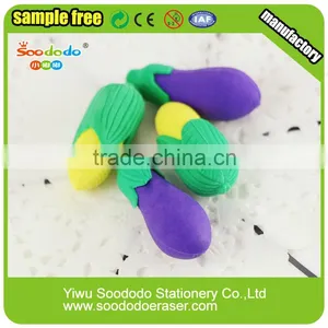 Eggplants Funny Cute Food Rubber Pencil Eraser Set thumbnail-1