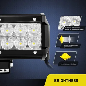 Waterproof Car Double Row 72W Off Road LED Work Light Bar 12inch for Jeep UTV ATV Truck Boat thumbnail-2