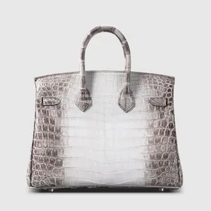 Gradient Himalayan Platinum Imported Nile Crocodile Leather Women's Handbag 25CM Support Customization thumbnail-2