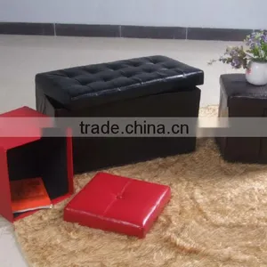 Colorful Leather Storage Ottoman Folding Stool thumbnail-1